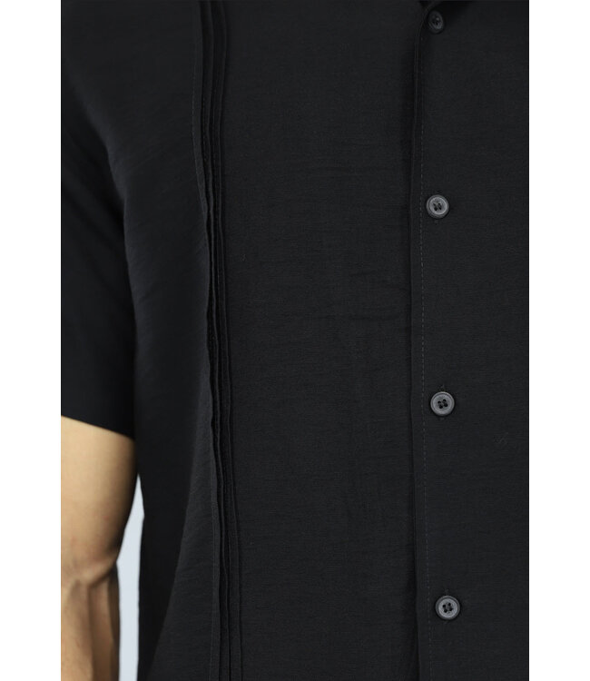 Zwarte Heren Blouse met Naad Detail