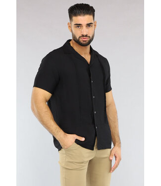 Zwarte Heren Blouse met Naad Detail