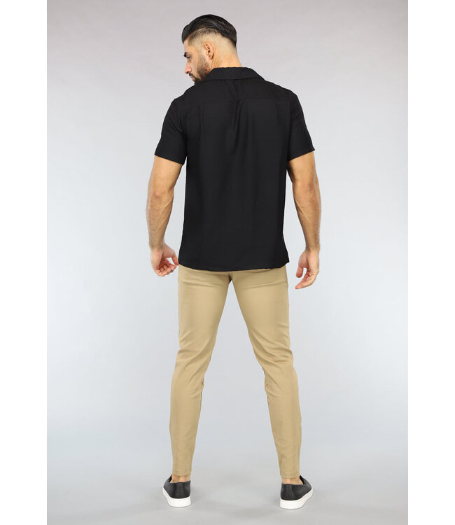 Zwarte Heren Blouse met Naad Detail