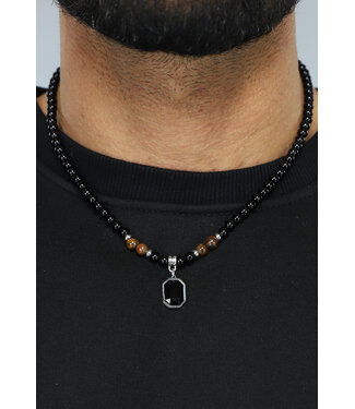 Zwarte Heren Kralen Ketting met Hanger