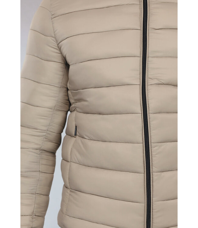 Beige Gewatteerde Heren Jas met Capuchon
