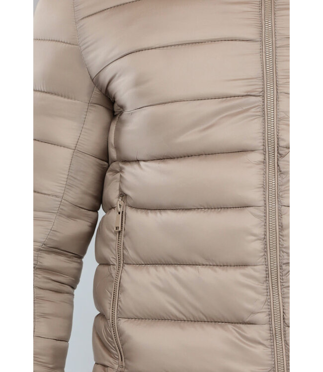 Beige Gewatteerde Heren Jas