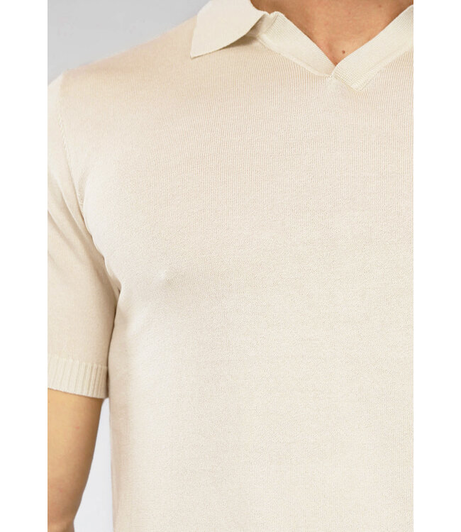 Beige Heren Polo met Stretch
