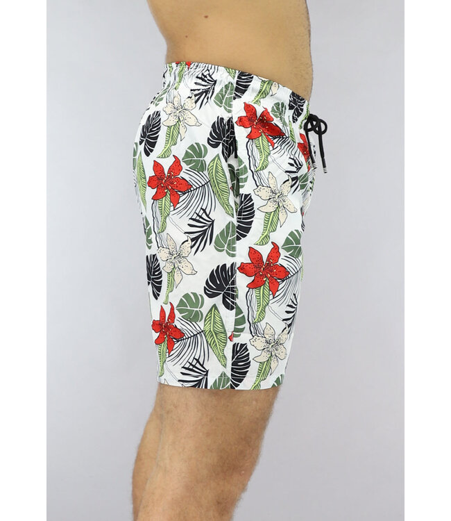 Witte Heren Zwembroek met Leaf Print