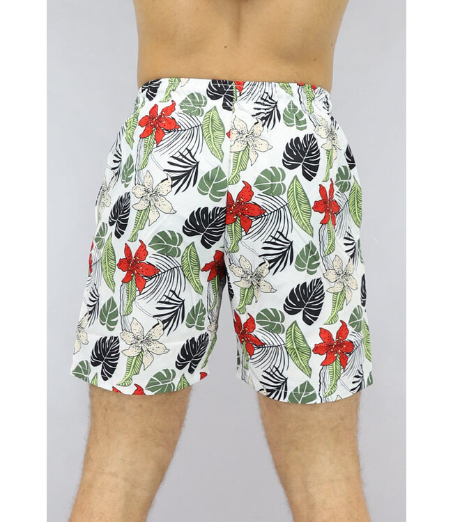 Witte Heren Zwembroek met Leaf Print