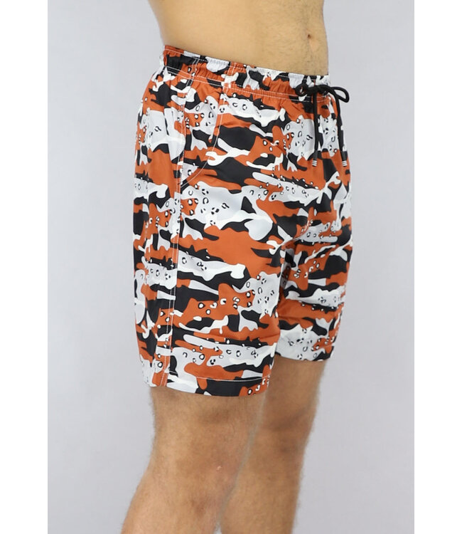 Oranje Camouflage-  en Panterprint Zwem Short