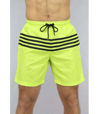 Fel Gele Zwembroek met Vier Zwarte Strepen
