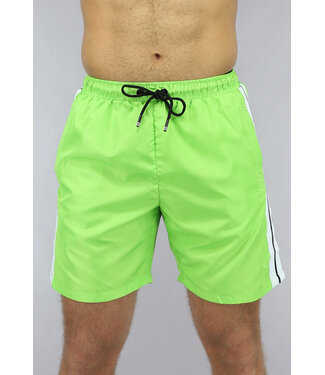 Felgroene Zwembroek met Zwart/Wit Streep