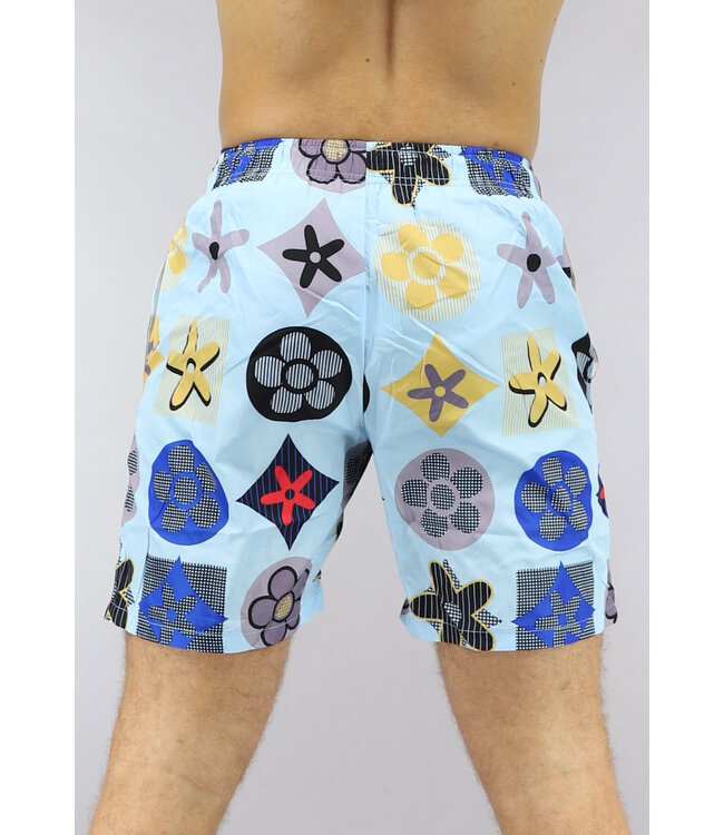 Lichtblauwe Zwembroek met Inspired Print