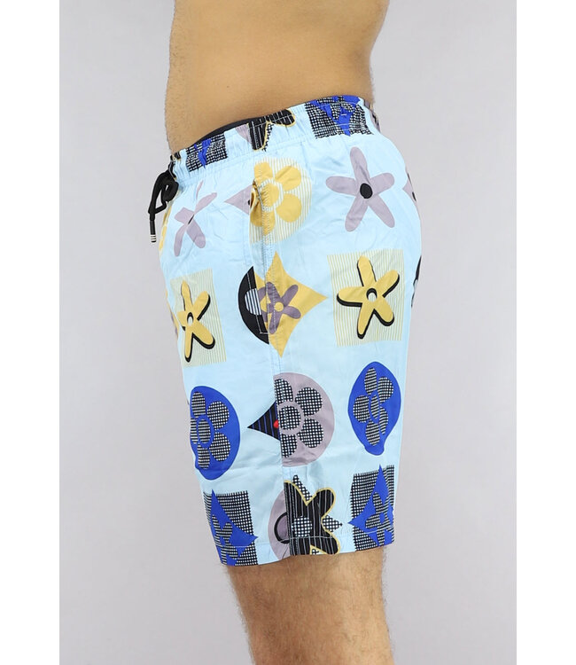 Lichtblauwe Zwembroek met Inspired Print