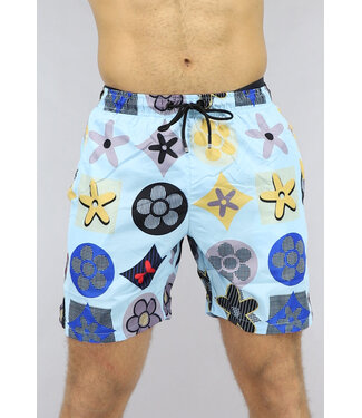 Lichtblauwe Zwembroek met Inspired Print