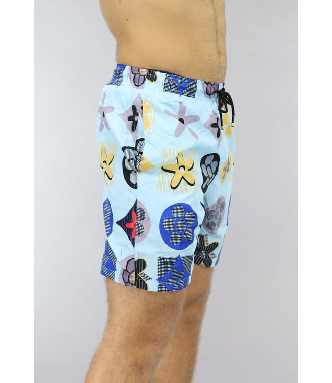 Lichtblauwe Zwembroek met Inspired Print