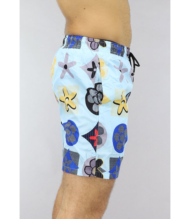 Lichtblauwe Zwembroek met Inspired Print