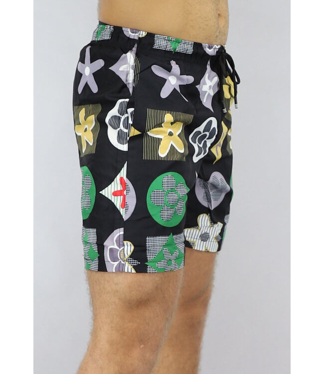 Zwarte Zwem Short met Inspired Print