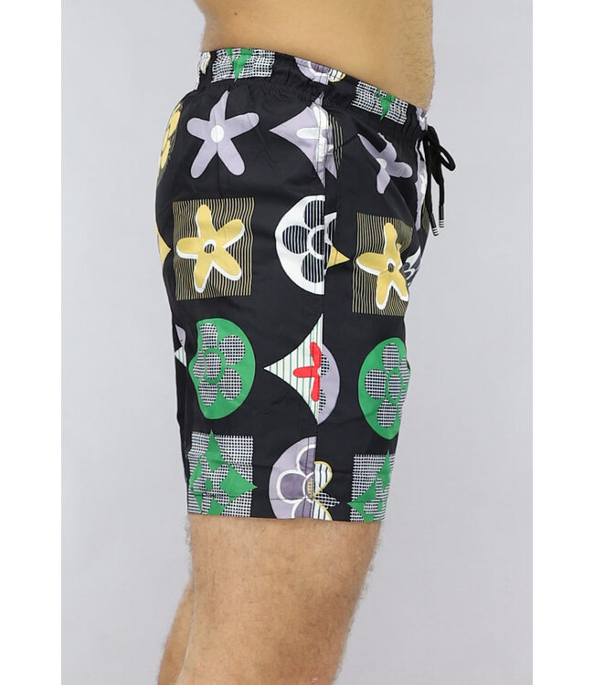 Zwarte Zwem Short met Inspired Print