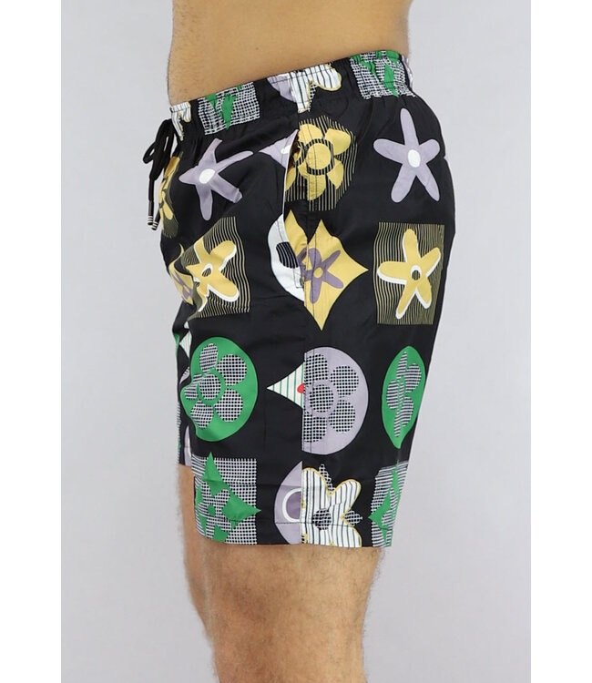 Zwarte Zwem Short met Inspired Print