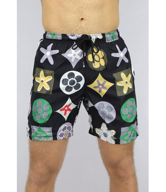 Zwarte Zwem Short met Inspired Print