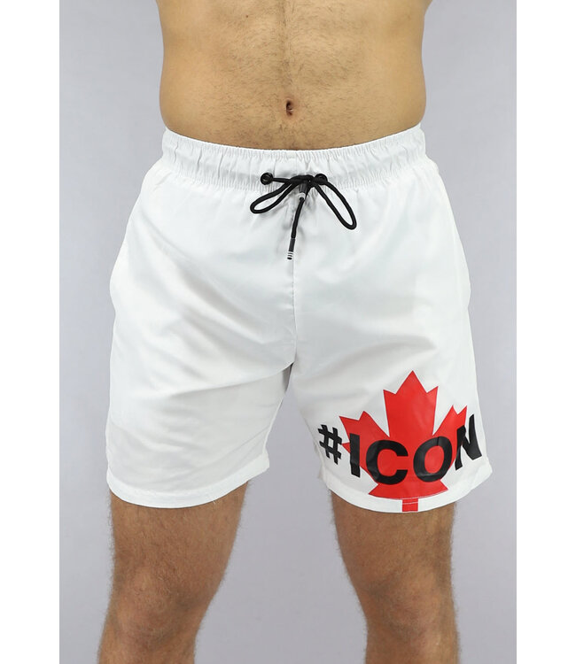 Witte Mannen Zwembroek met Opdruk