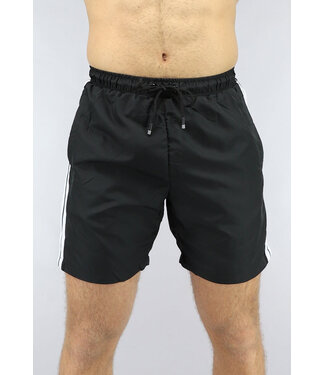 Zwarte Zwem Short met Zwart/Wit Streep