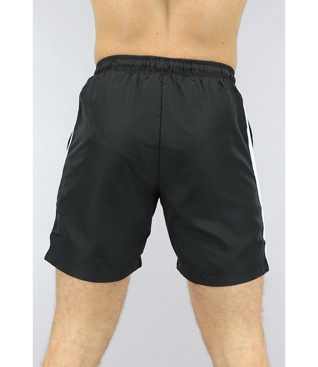 Zwarte Zwem Short met Zwart/Wit Streep