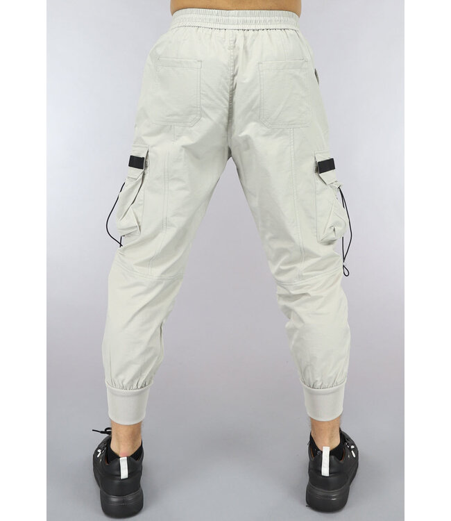 Parachute Stof Cargo Broek met Geborduurde Pijpen