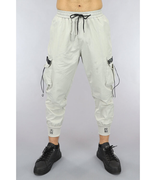 Parachute Stof Cargo Broek met Geborduurde Pijpen