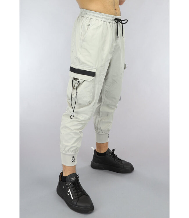 Parachute Stof Cargo Broek met Geborduurde Pijpen