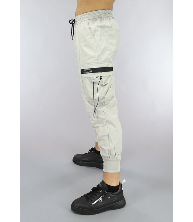 Parachute Stof Cargo Broek met Geborduurde Pijpen
