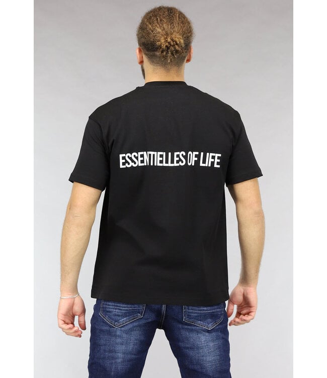 NEW0305 Zwart Heren T Shirt met Essentielles of Life