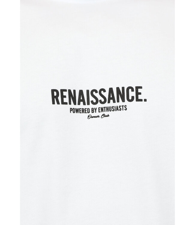 Loose Fit Wit Mannen T Shirt met Renaissance Tekst