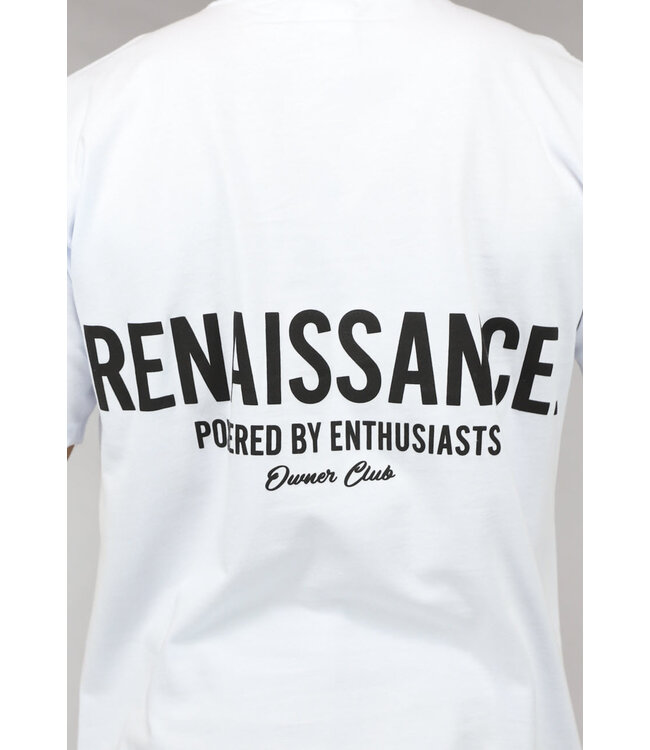 Loose Fit Wit Mannen T Shirt met Renaissance Tekst