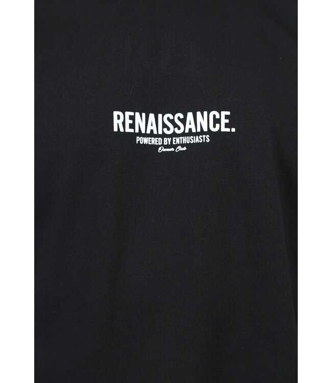NEW0305 Oversized Zwart Mannen T Shirt met Renaissance Tekst