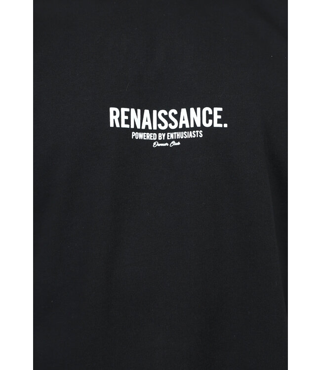 Oversized Zwart Mannen T Shirt met Renaissance Tekst