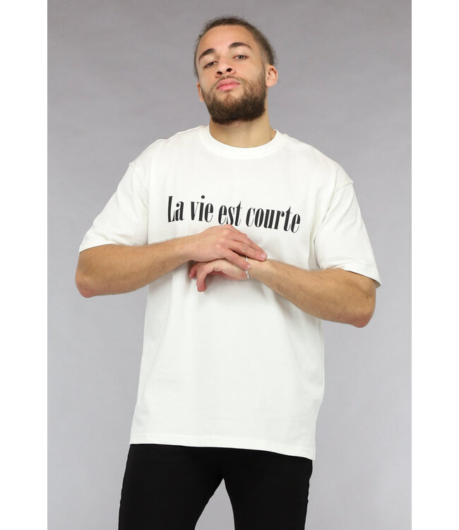 La vie est courte Heren T Shirt in Wit