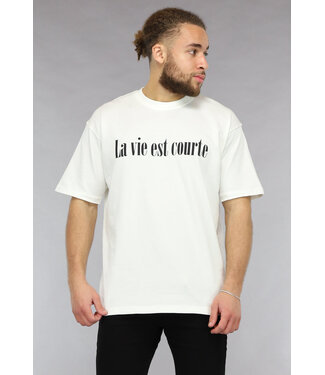 NEW0305 La vie est courte Heren T Shirt in Wit