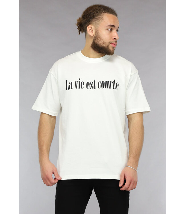 La vie est courte Heren T Shirt in Wit