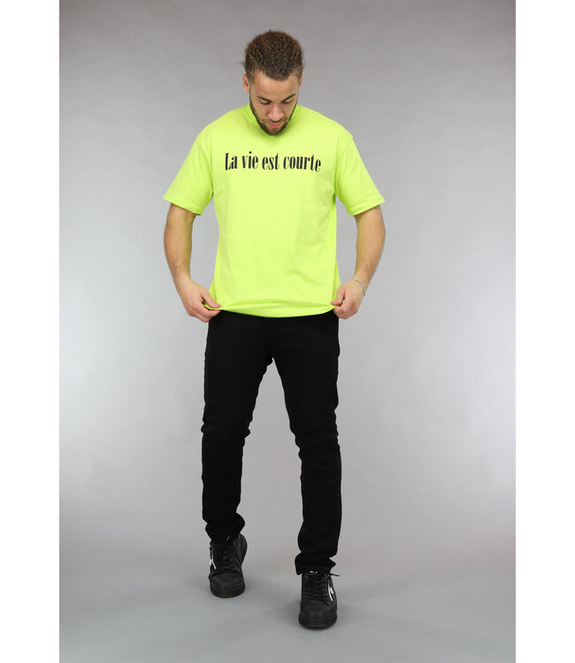 Neon Geel La vie est courte Heren Shirt
