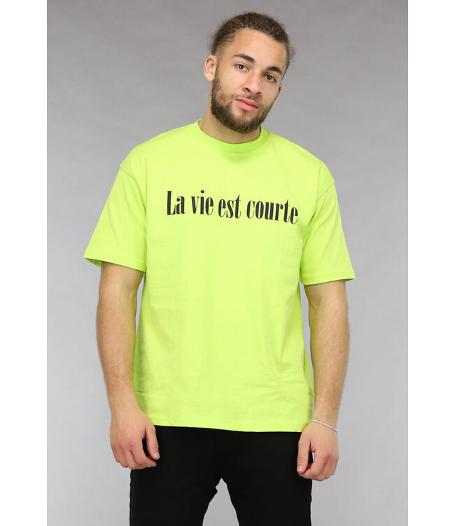 Neon Geel La vie est courte Heren Shirt