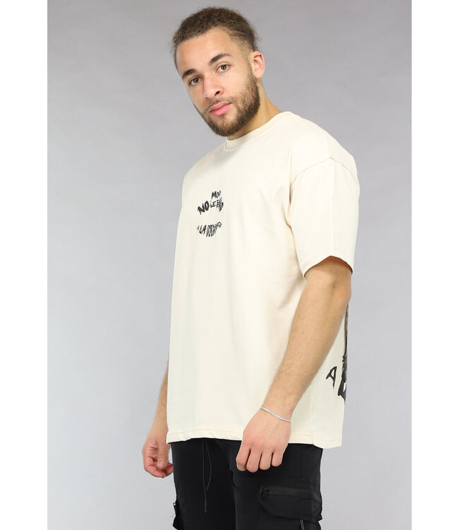 Los Ecru Heren T Shirt met Puzzel Print