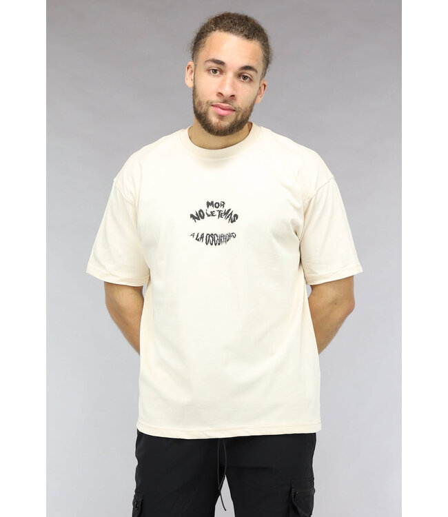 Los Ecru Heren T Shirt met Puzzel Print