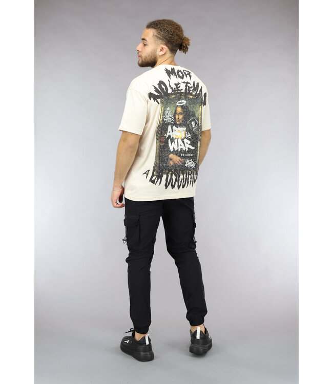 Los Ecru Heren T Shirt met Puzzel Print