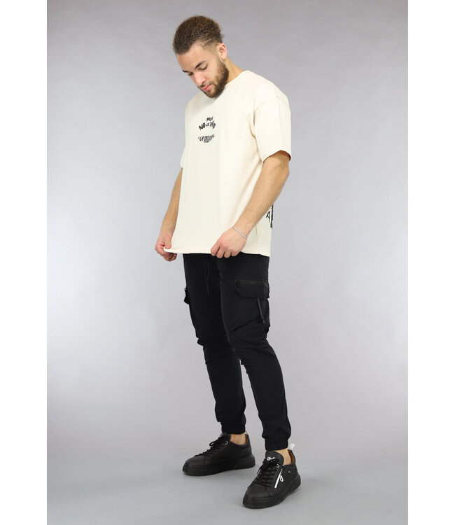 Los Ecru Heren T Shirt met Puzzel Print