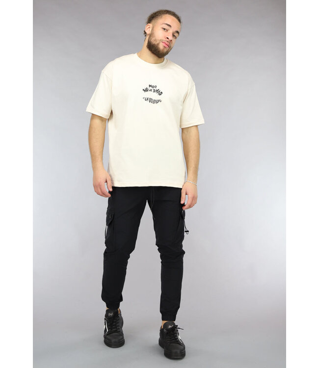 Los Ecru Heren T Shirt met Puzzel Print