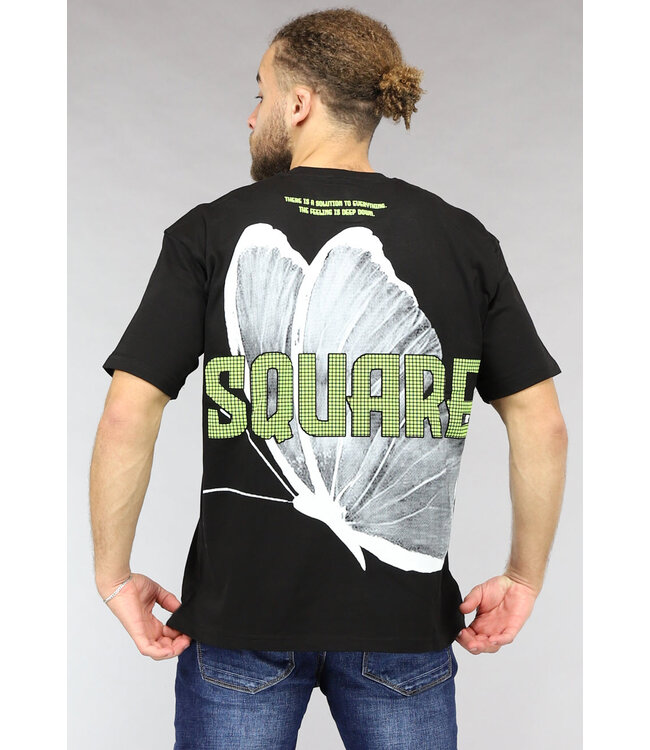 Zwart Mannen Shirt met Butterfly Print