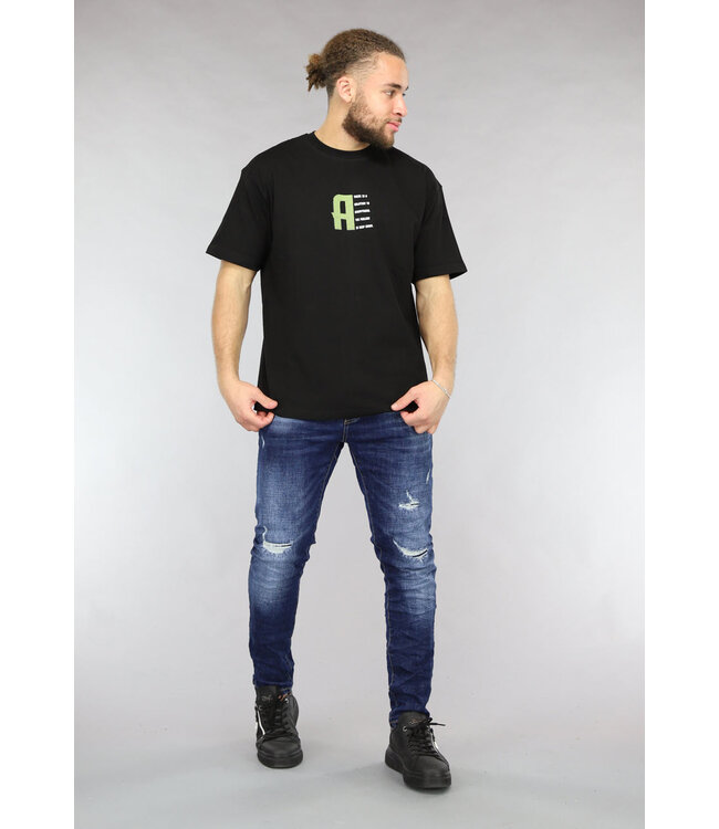 Zwart Mannen Shirt met Butterfly Print