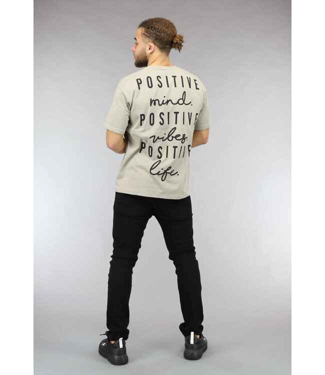Taupe T Shirt met Motivational Tekst