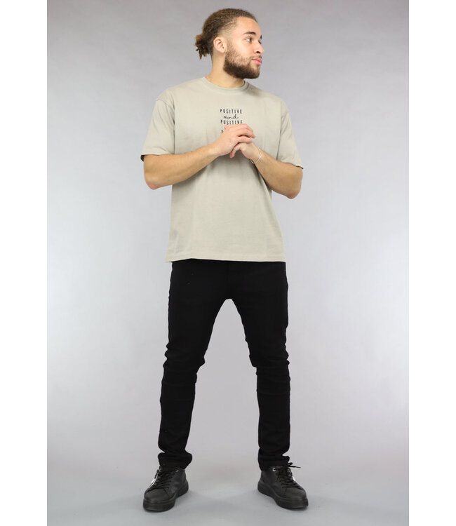 Taupe T Shirt met Motivational Tekst