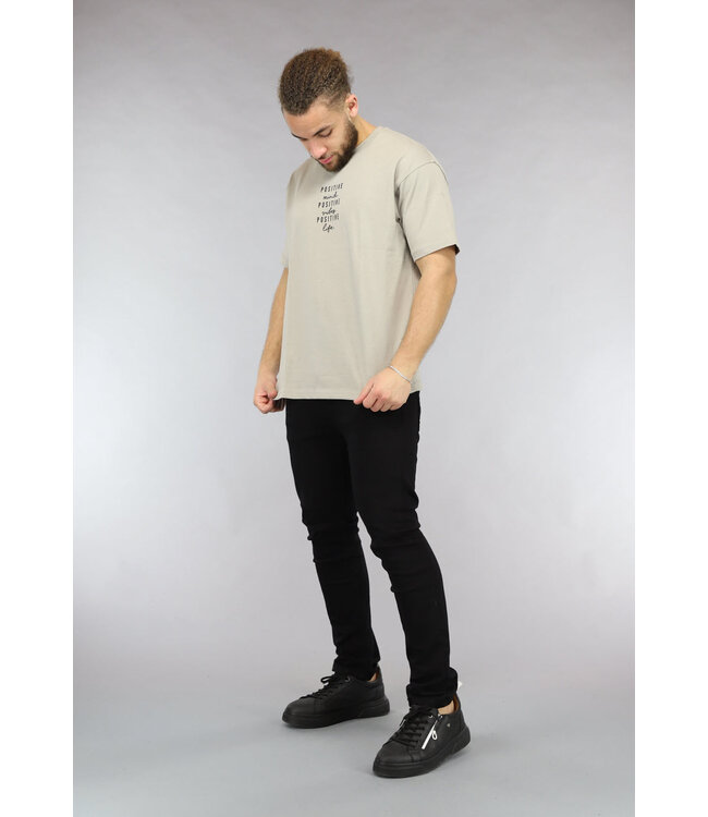 Taupe T Shirt met Motivational Tekst