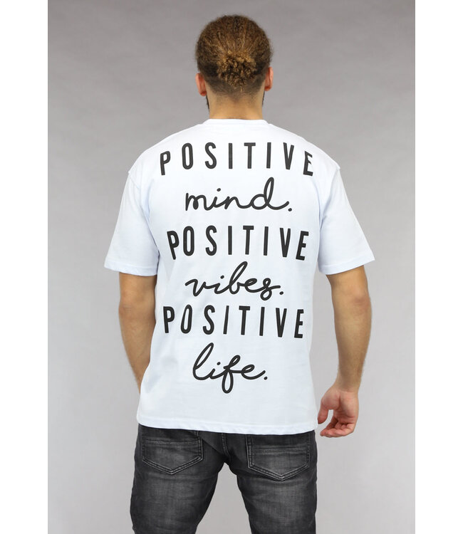 Quote T Shirt in Wit met Zwarte Tekst Black Leo