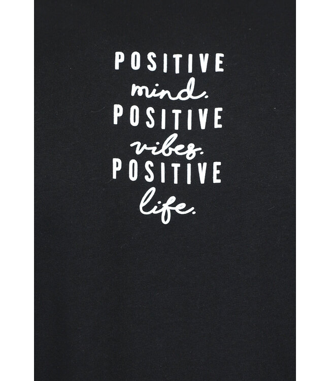 Zwart Loose Fit Quote Shirt met Witte Tekst